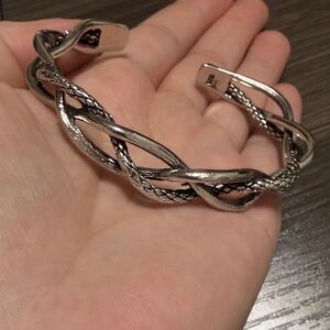 stealing Silver 925  Braided Open Cuff Bracelet - Women Jewelry